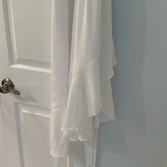 Express Opened Side/ High Low Designed Midi Sleeveless White Dress - Picture 6 of 11